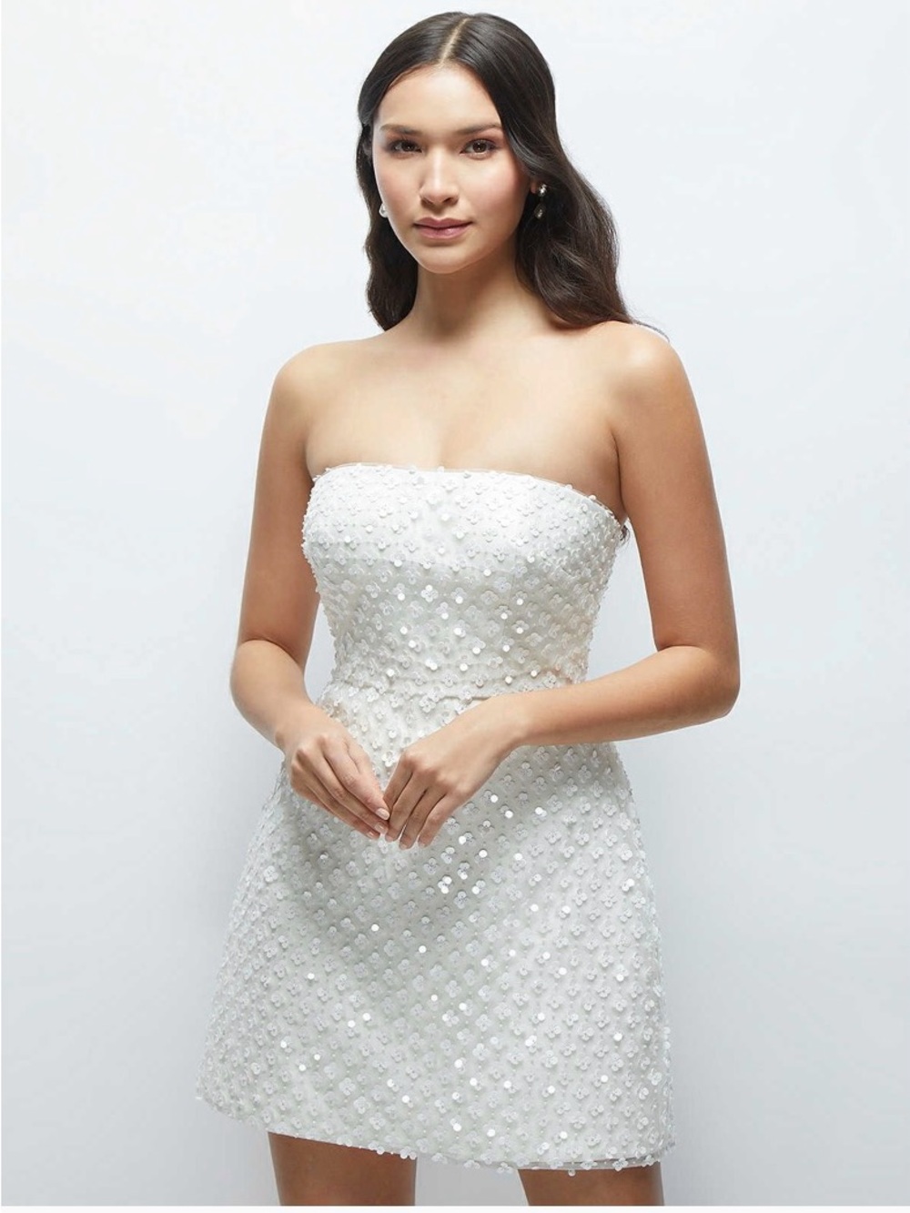 Dessy Collection Isobel- Floral Pearl Sequin Strapless Dress